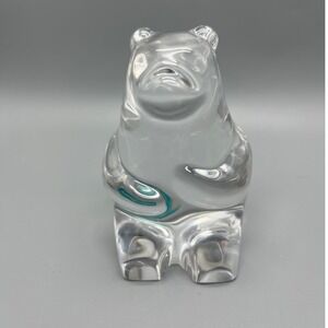 Vintage Discontinued Orrefors Kosta Boda Crystal Sitting Bear sticker Sweden